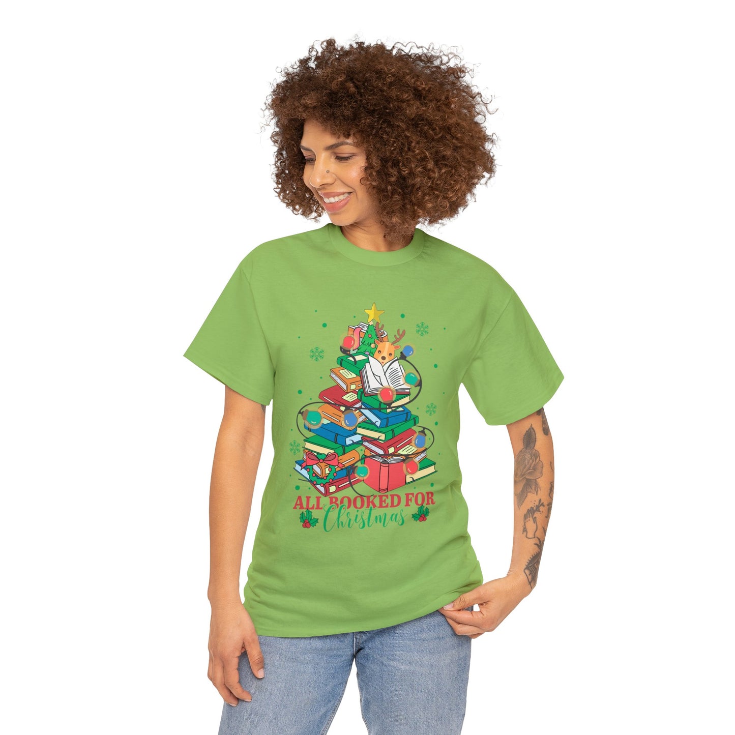 Reindeer Bookmas - Unisex Heavy Cotton Tee