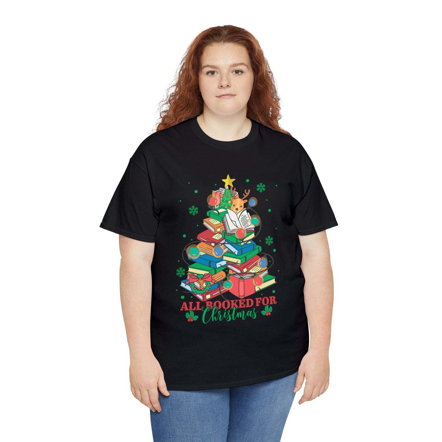 Reindeer Bookmas - Unisex Heavy Cotton Tee