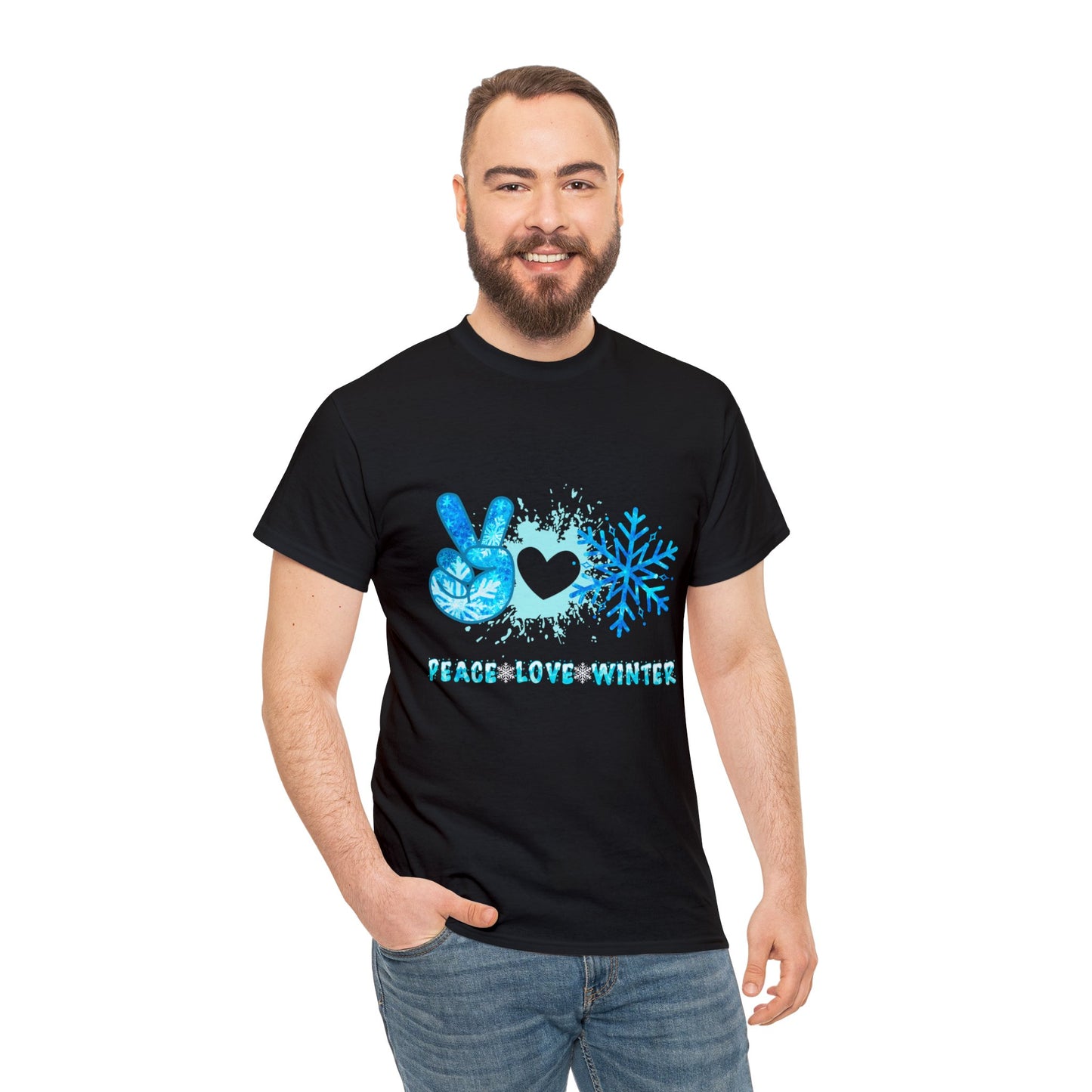 Peace, Love, Winter - Unisex Heavy Cotton Tee