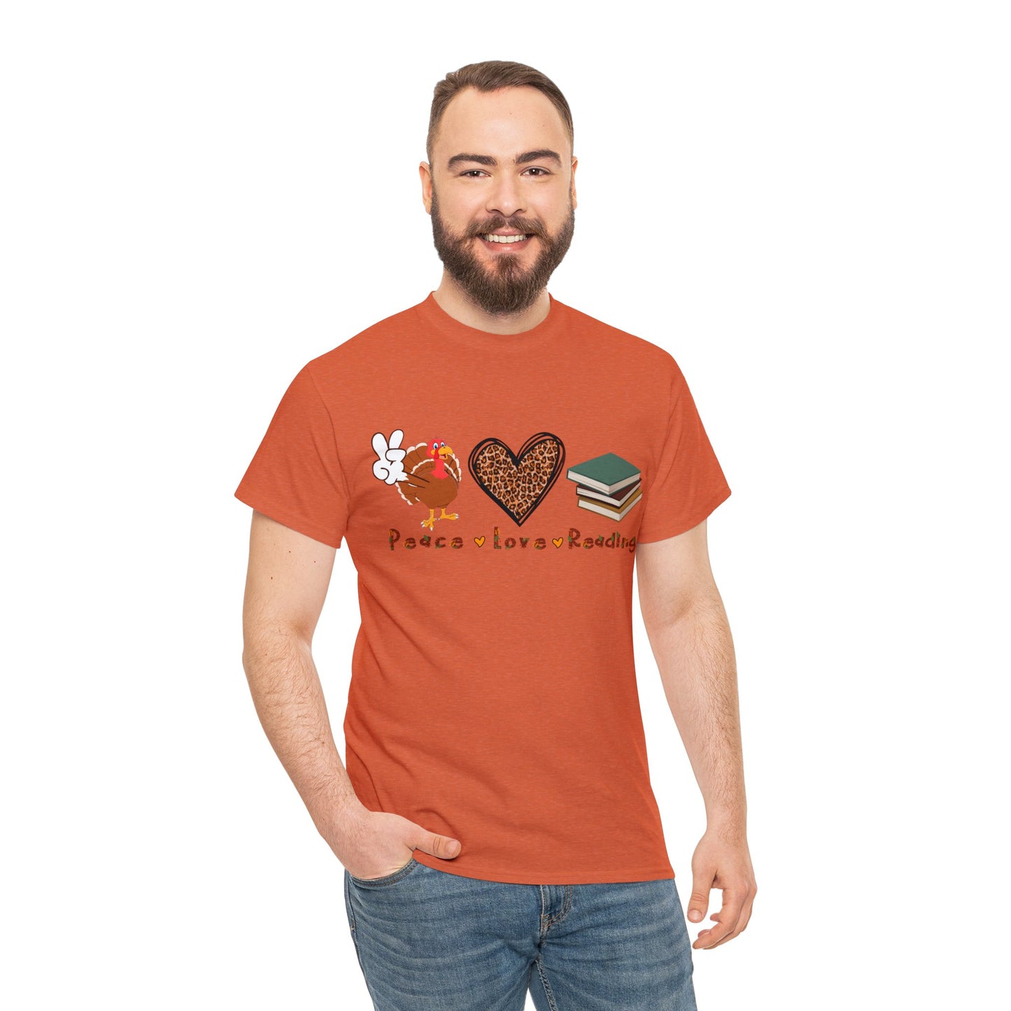 Peace, Love, Reading - Unisex Heavy Cotton Tee