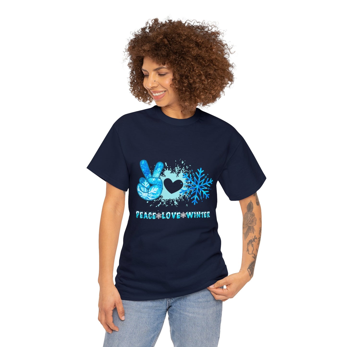 Peace, Love, Winter - Unisex Heavy Cotton Tee