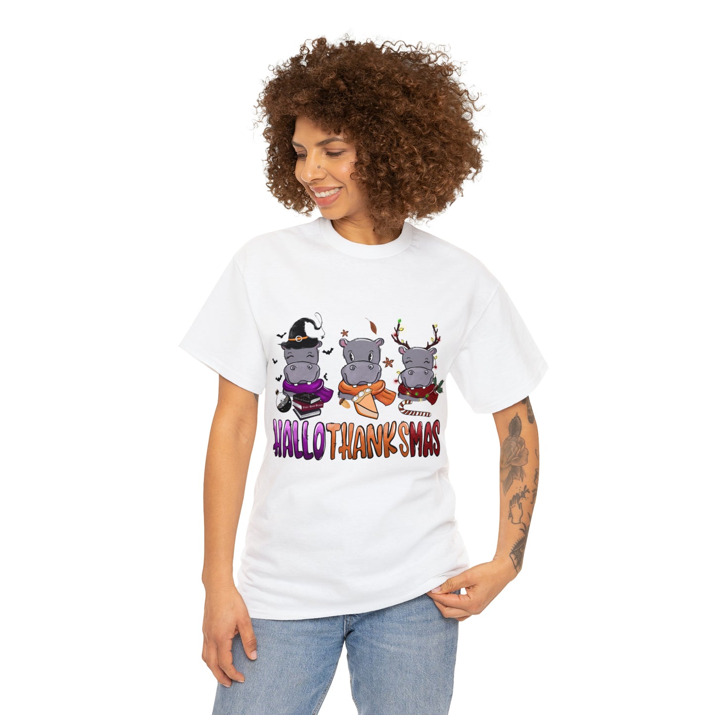 HalloThanksMas Hippo - Unisex Heavy Cotton Tee