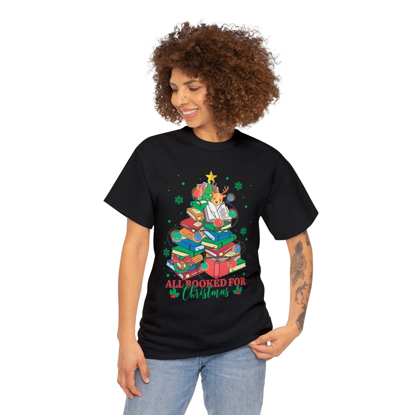 Reindeer Bookmas - Unisex Heavy Cotton Tee
