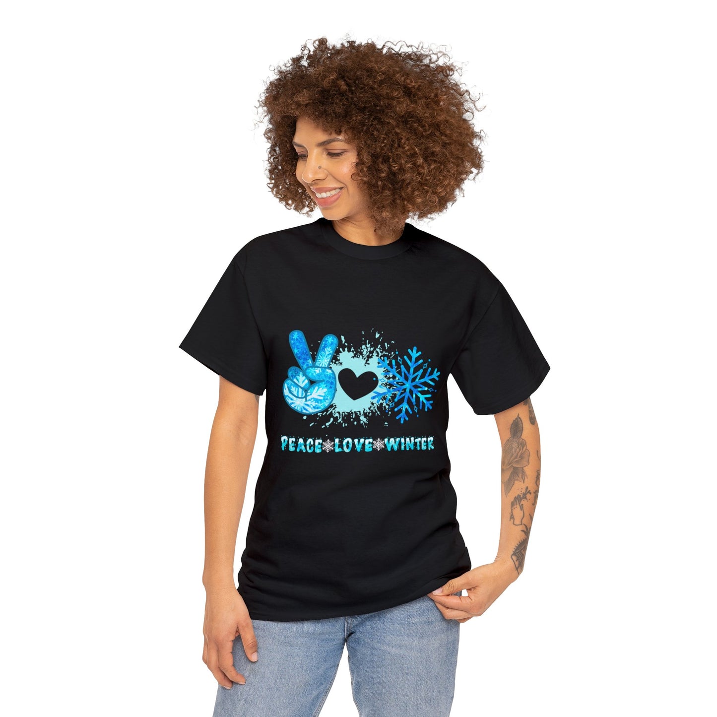 Peace, Love, Winter - Unisex Heavy Cotton Tee