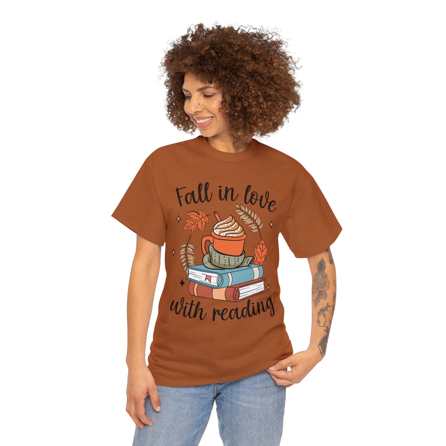Fall in Love with Reading - Unisex Heavy Cotton Tee