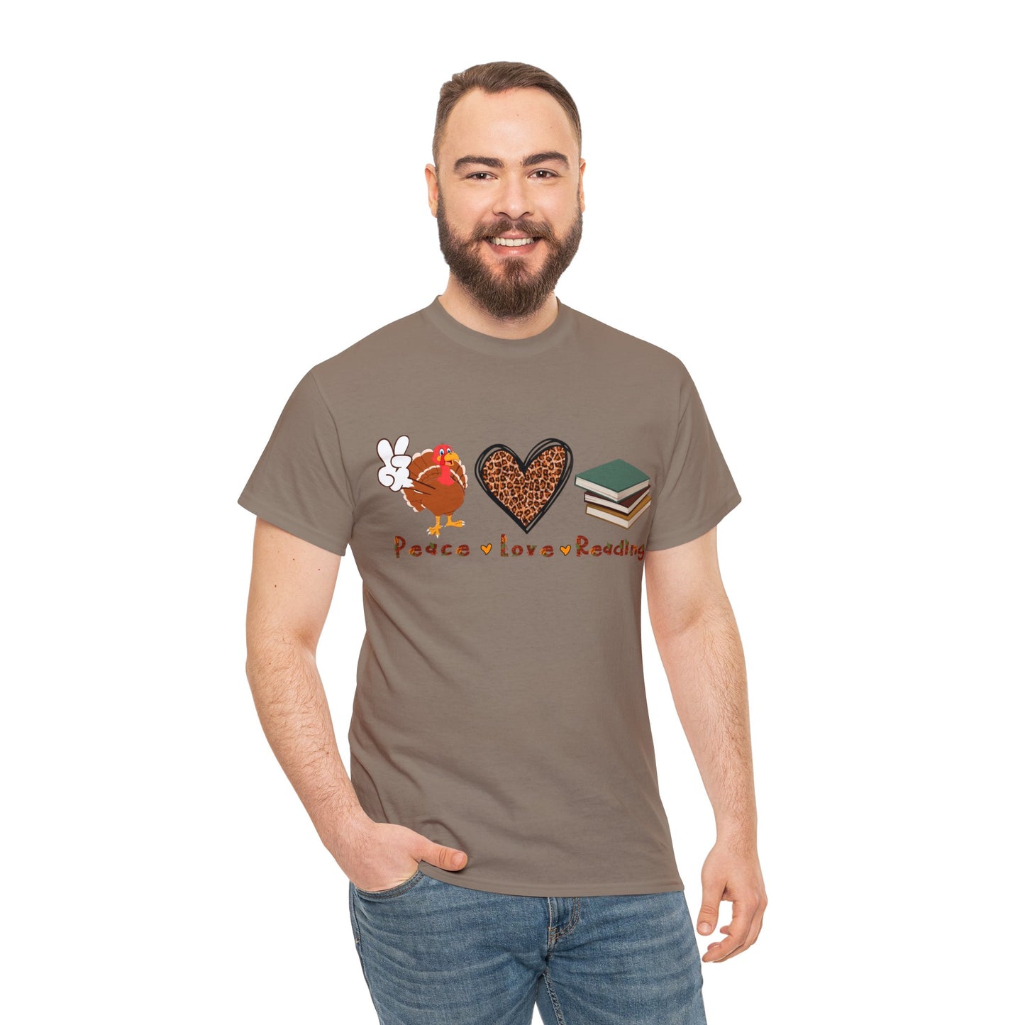 Peace, Love, Reading - Unisex Heavy Cotton Tee