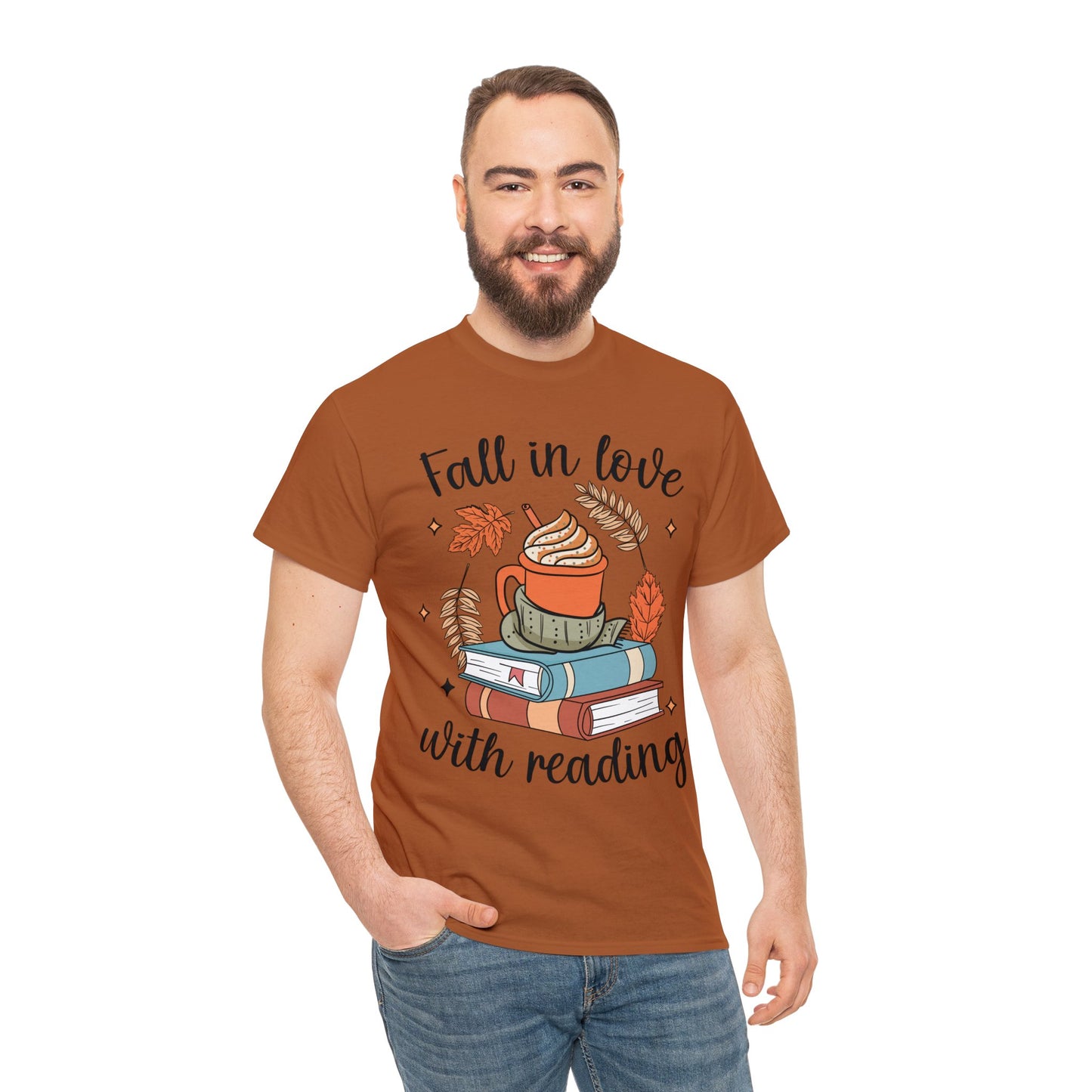 Fall in Love with Reading - Unisex Heavy Cotton Tee