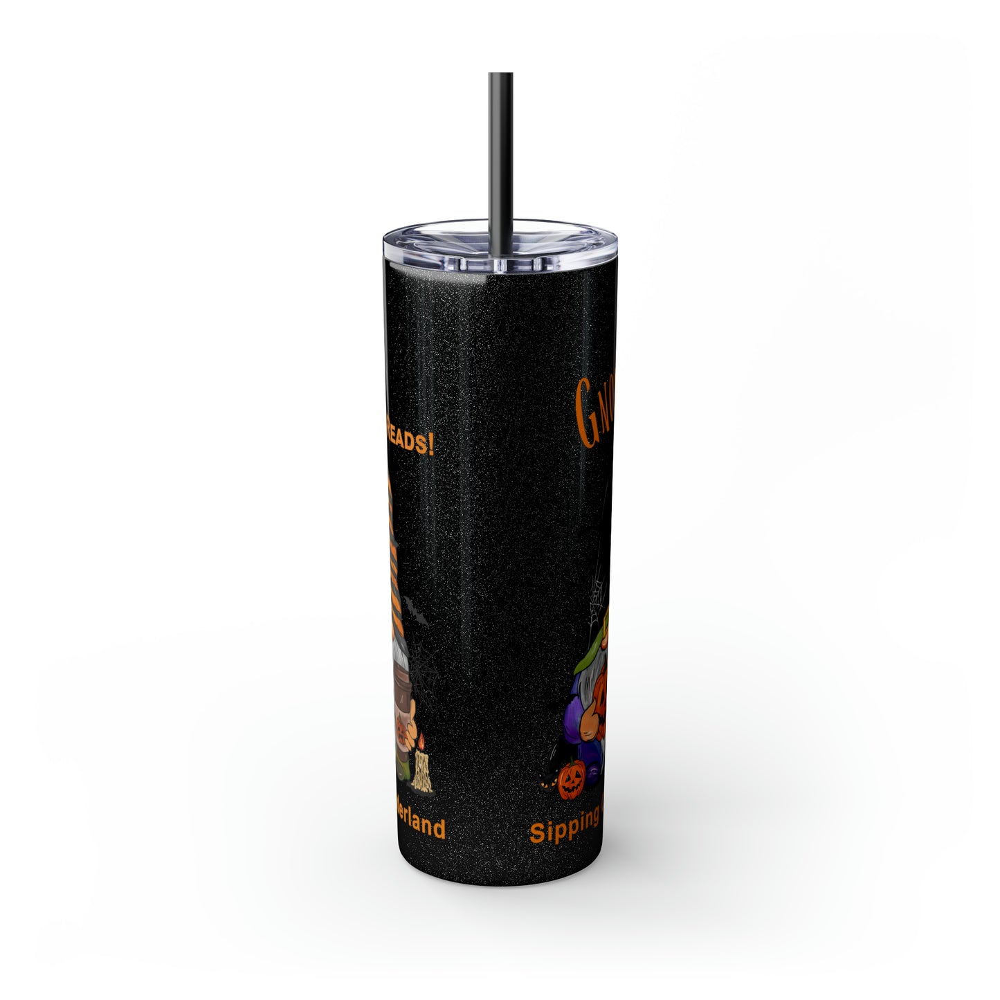 Halloween Gnomes - Skinny Tumbler with Straw, 20oz