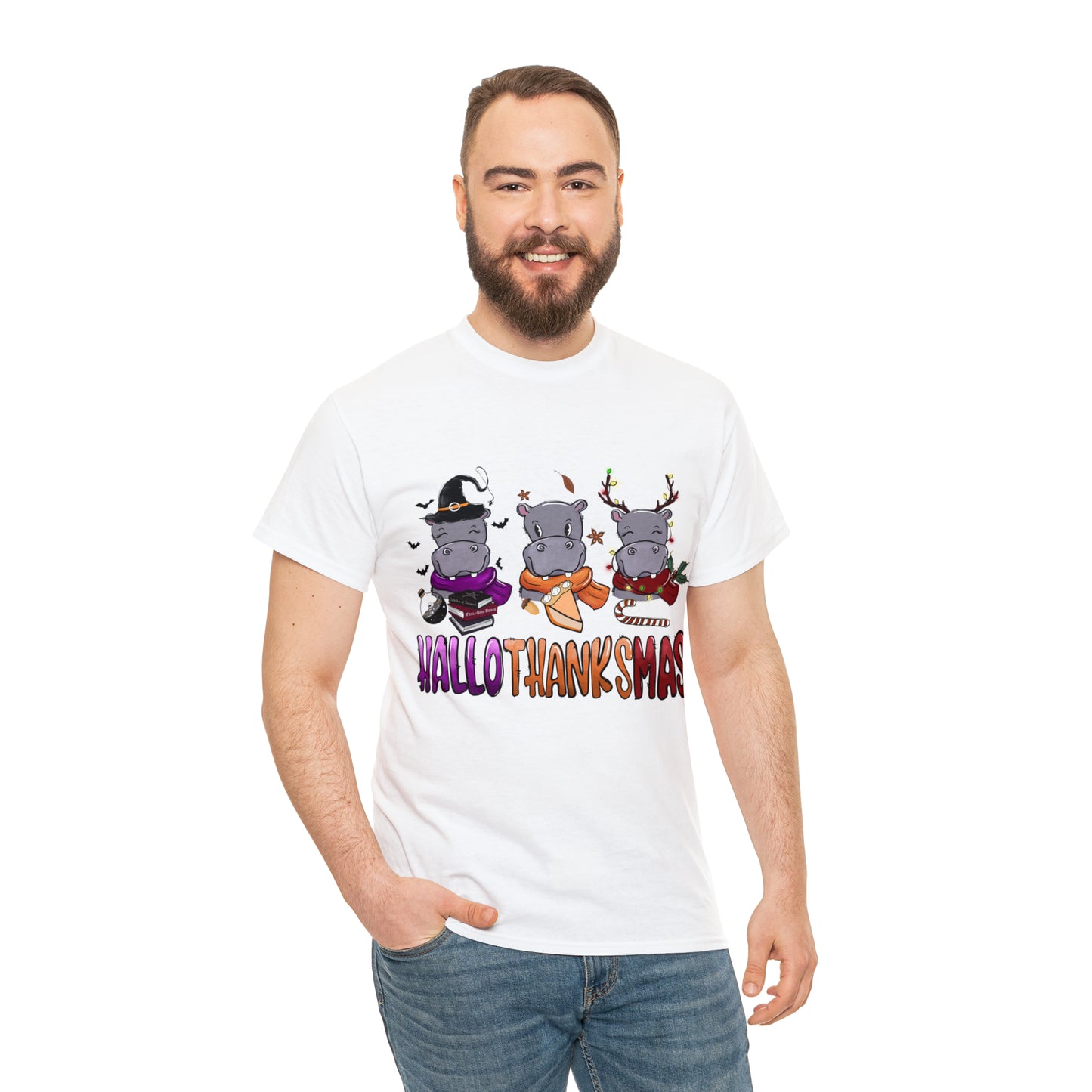 HalloThanksMas Hippo - Unisex Heavy Cotton Tee