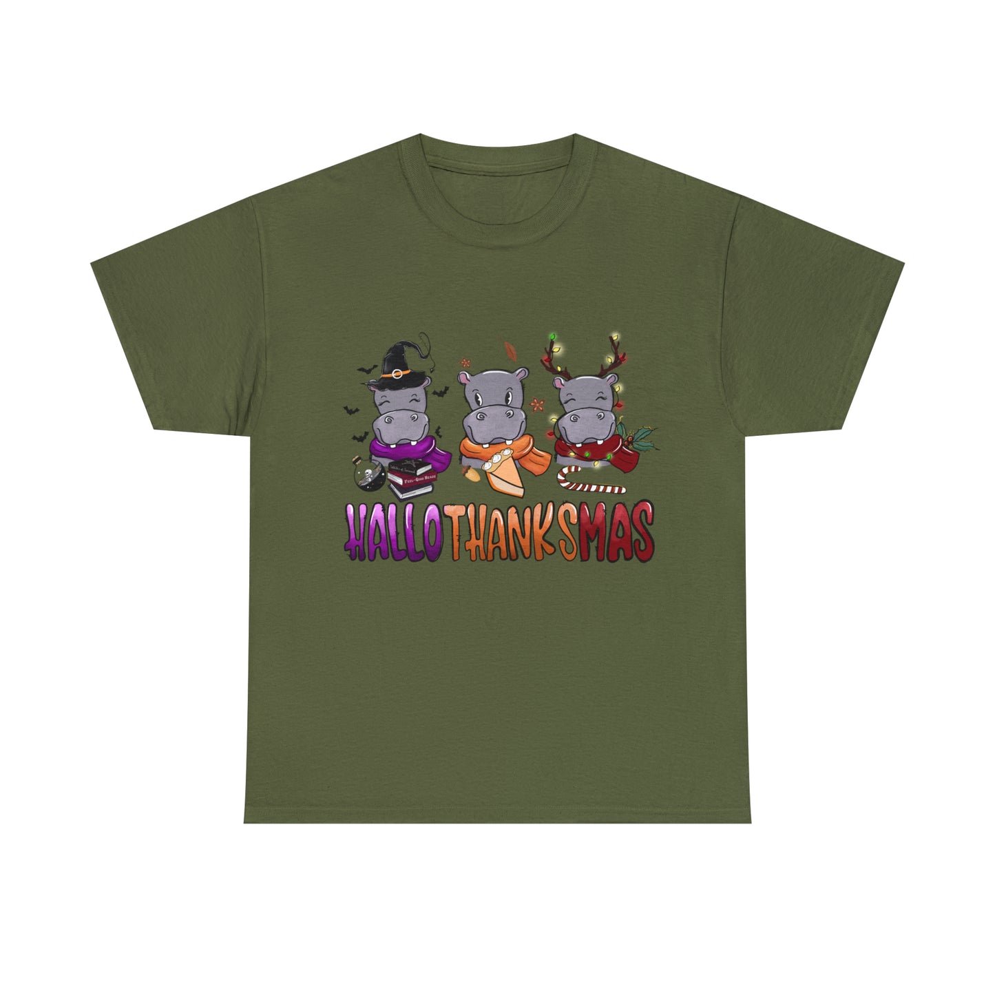 HalloThanksMas Hippo - Unisex Heavy Cotton Tee
