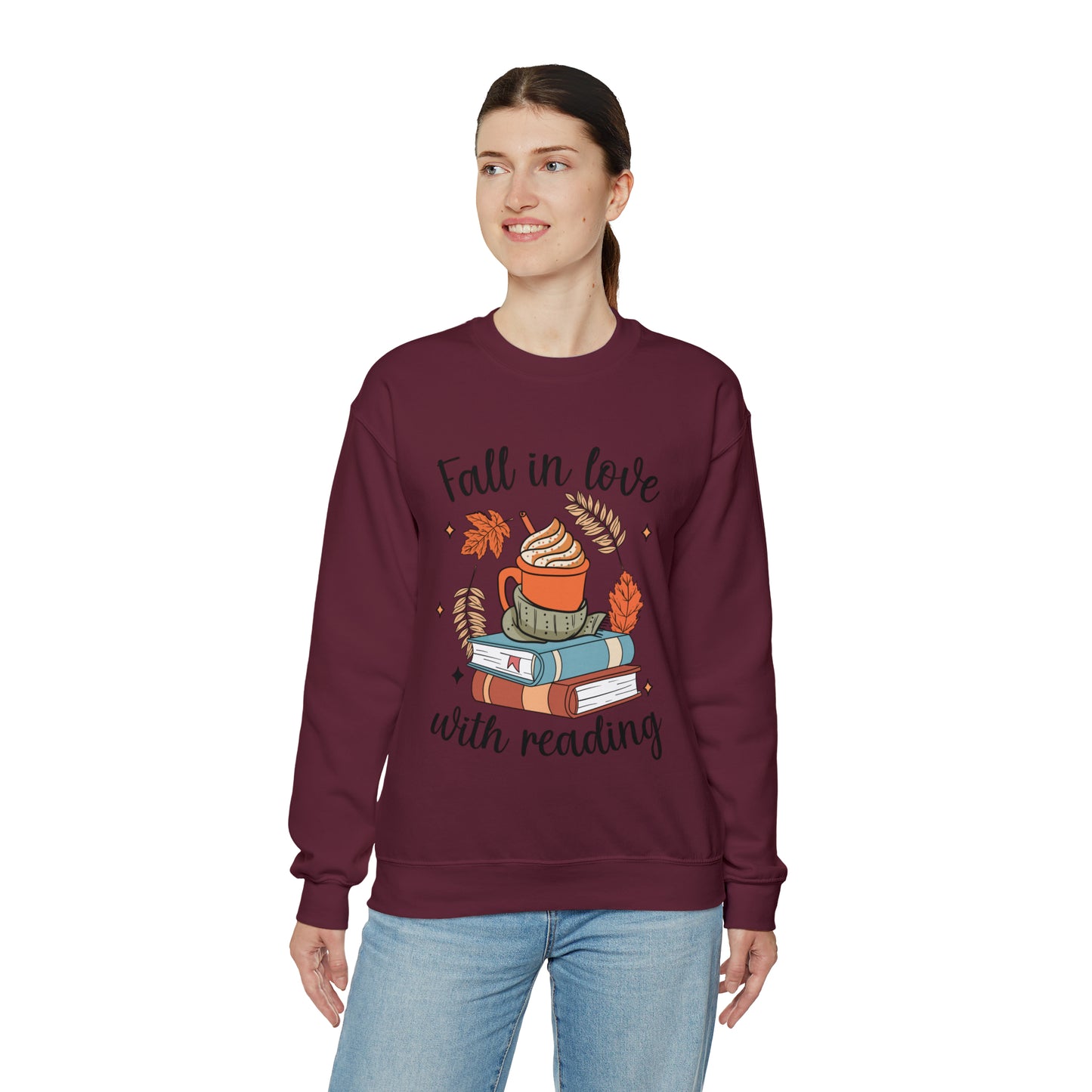 Fall in Love with Reading - Unisex Heavy Blend™ Crewneck Sweatshirt
