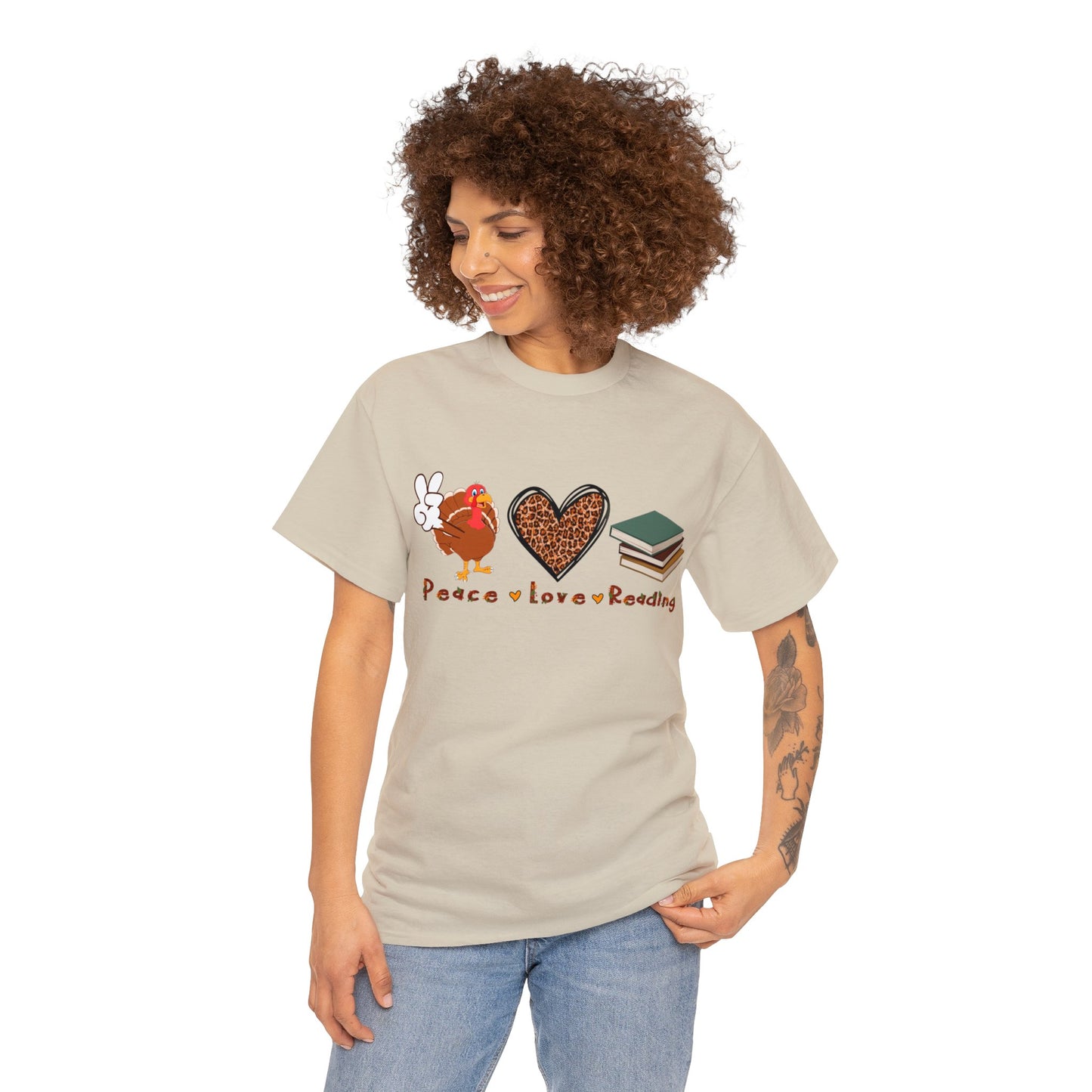 Peace, Love, Reading - Unisex Heavy Cotton Tee