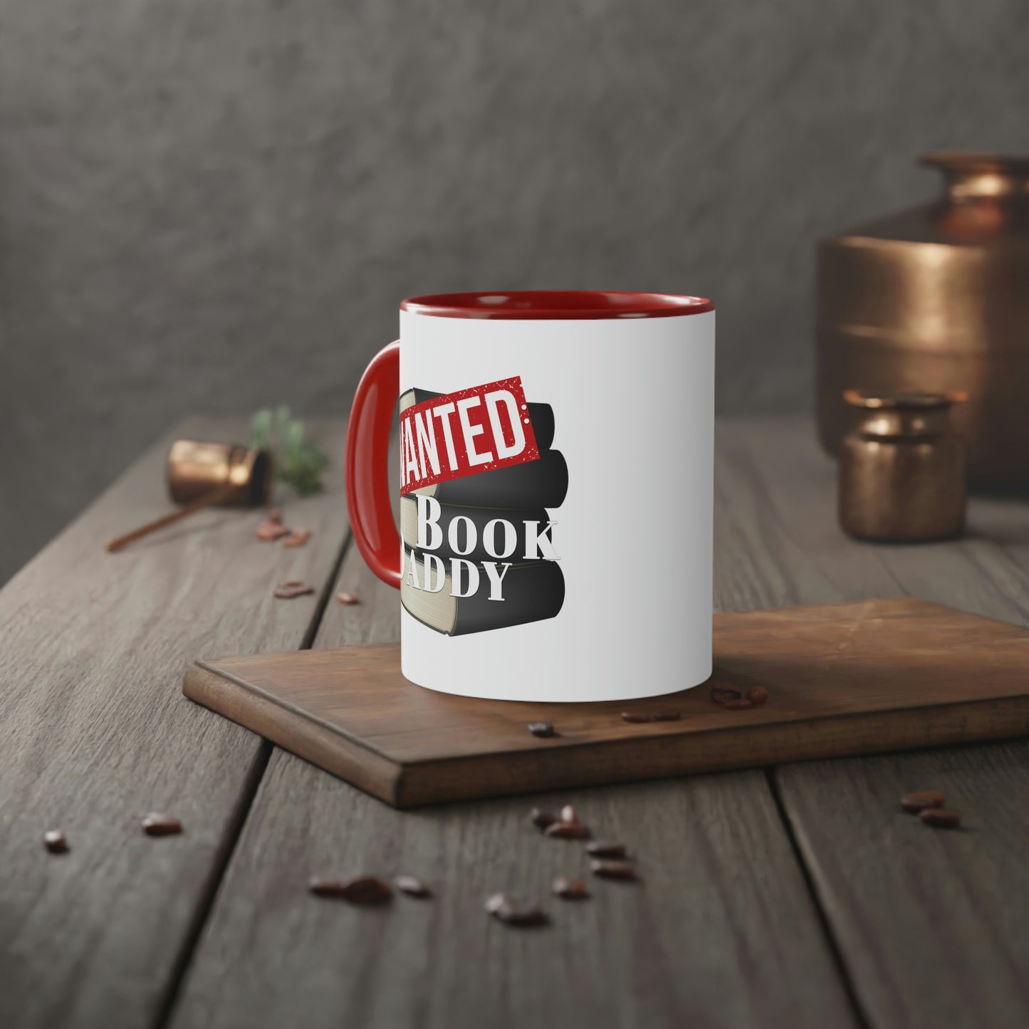 Wanted: Book Daddy - White/Red Mug, 11oz
