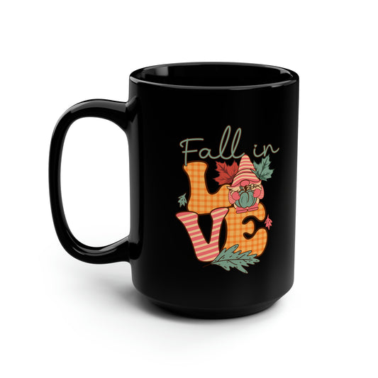 Fall in Love - Black Mug, 15oz