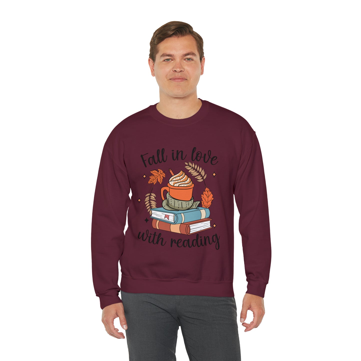 Fall in Love with Reading - Unisex Heavy Blend™ Crewneck Sweatshirt
