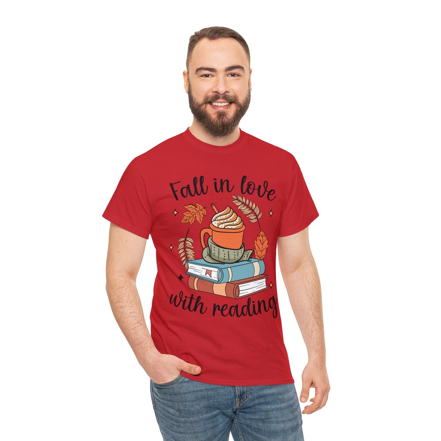 Fall in Love with Reading - Unisex Heavy Cotton Tee