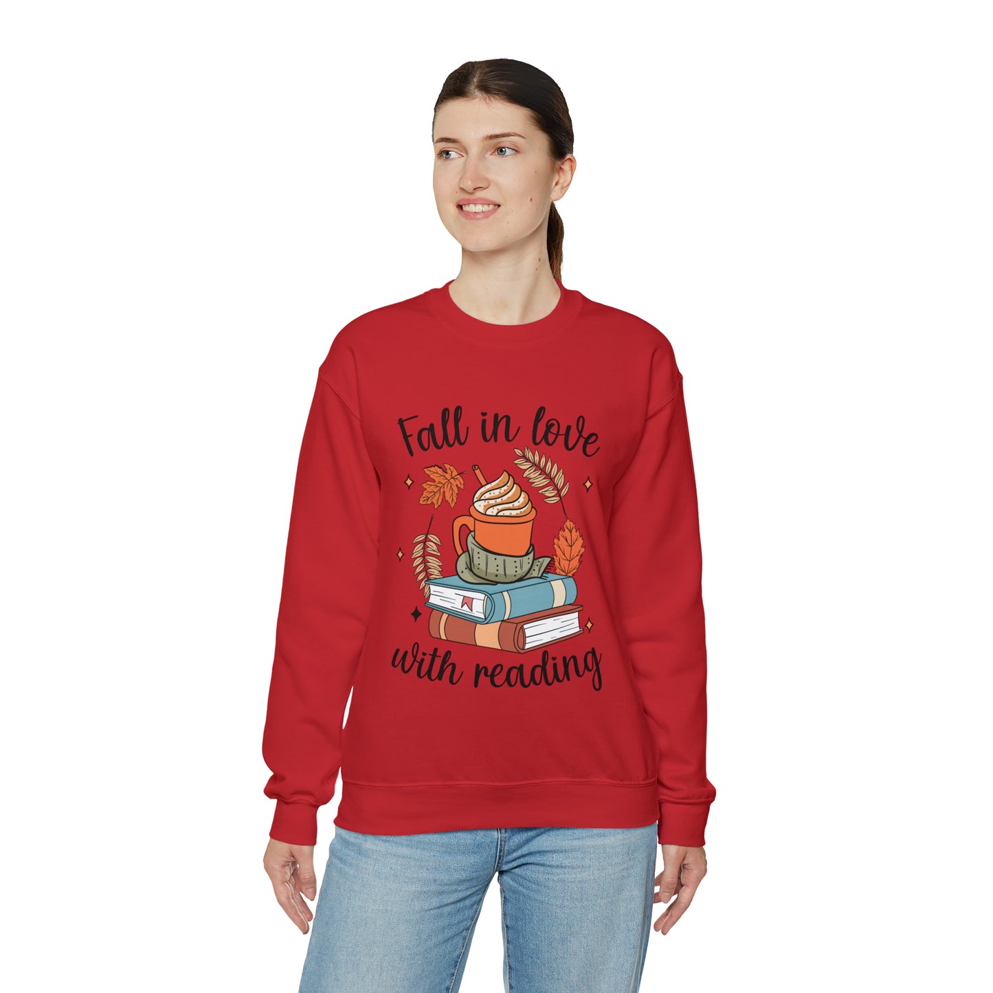 Fall in Love with Reading - Unisex Heavy Blend™ Crewneck Sweatshirt