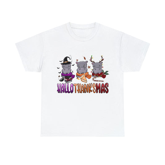 HalloThanksMas Hippo - Unisex Heavy Cotton Tee