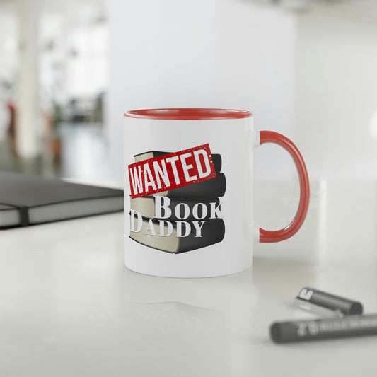 Wanted: Book Daddy - White/Red Mug, 11oz