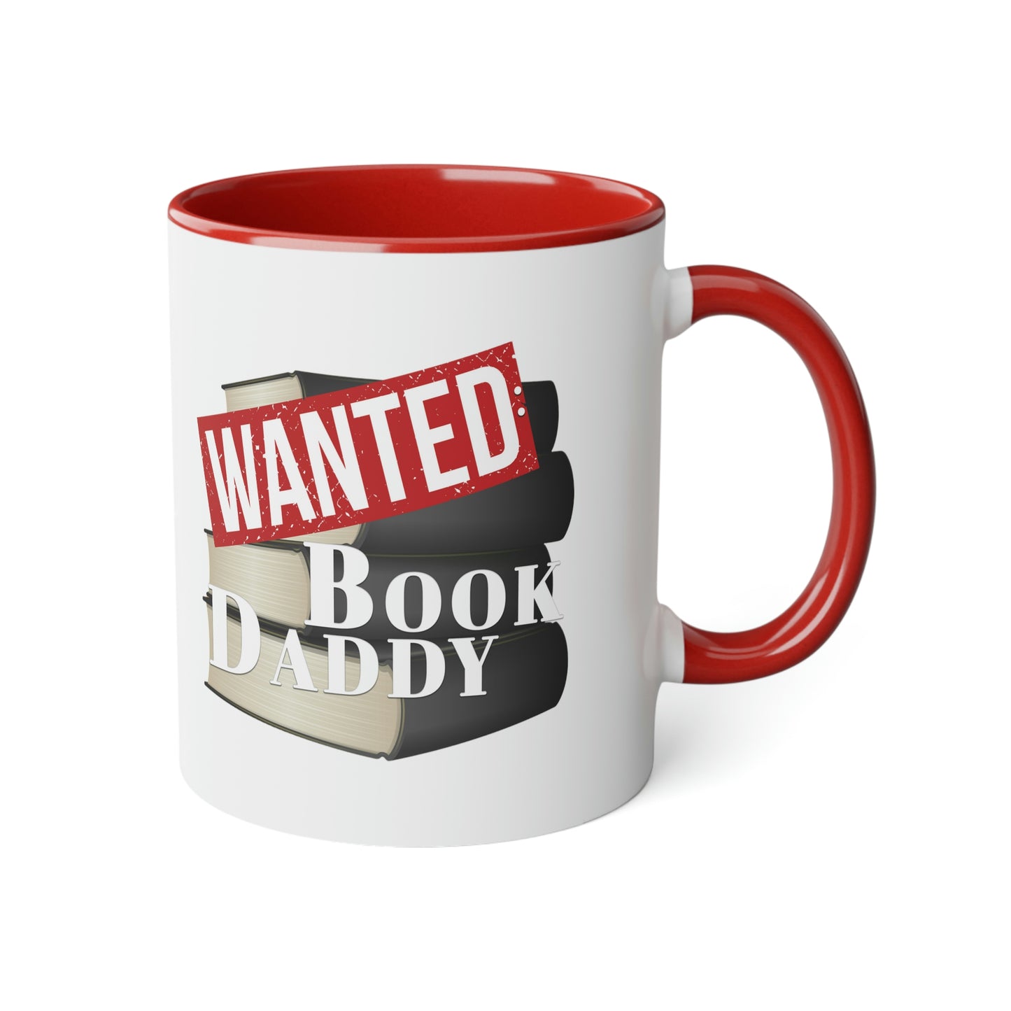 Wanted: Book Daddy - White/Red Mug, 11oz